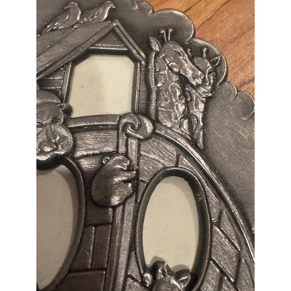 Vintage Pewter Noahs Ark 3D Picture Frame‎ Nursery Decor